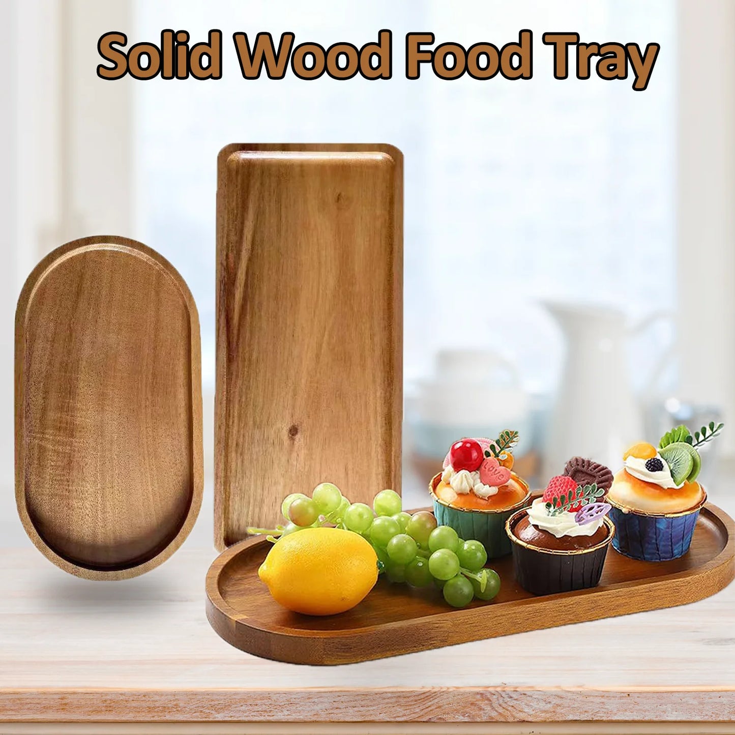 Solid Wood Dessert Plate Round/Rectangle Food Tray Snack Dried Fruit Tea Tray Japanese-style Bread Board Pallet Kitchen Supplies