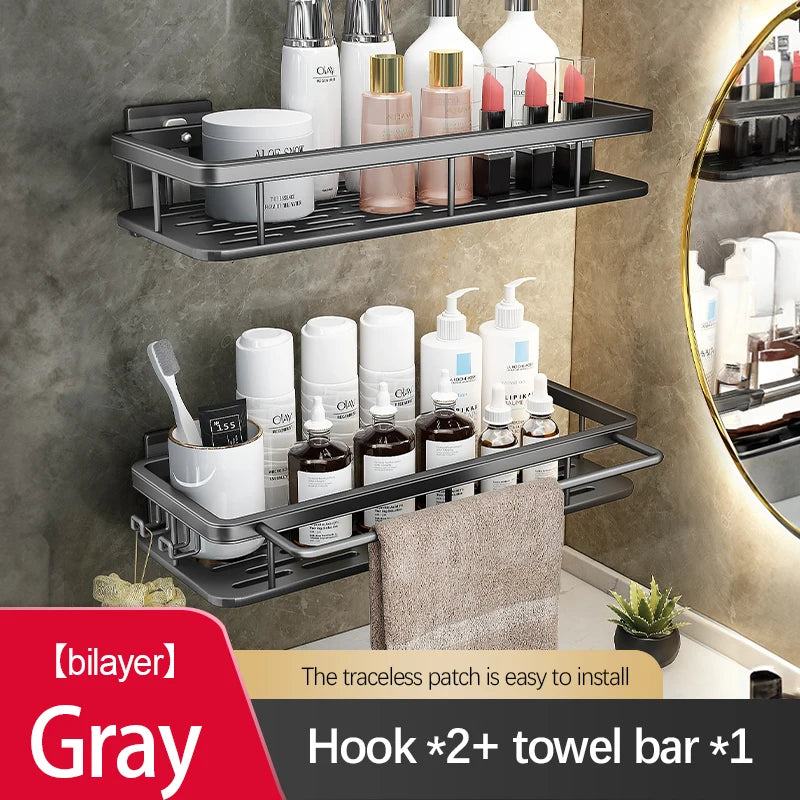 Bathroom Storage Rack Stainless Steel Anti Rust Storage Shower Rack Suction Cup Storage Rack Household Storage Appliances