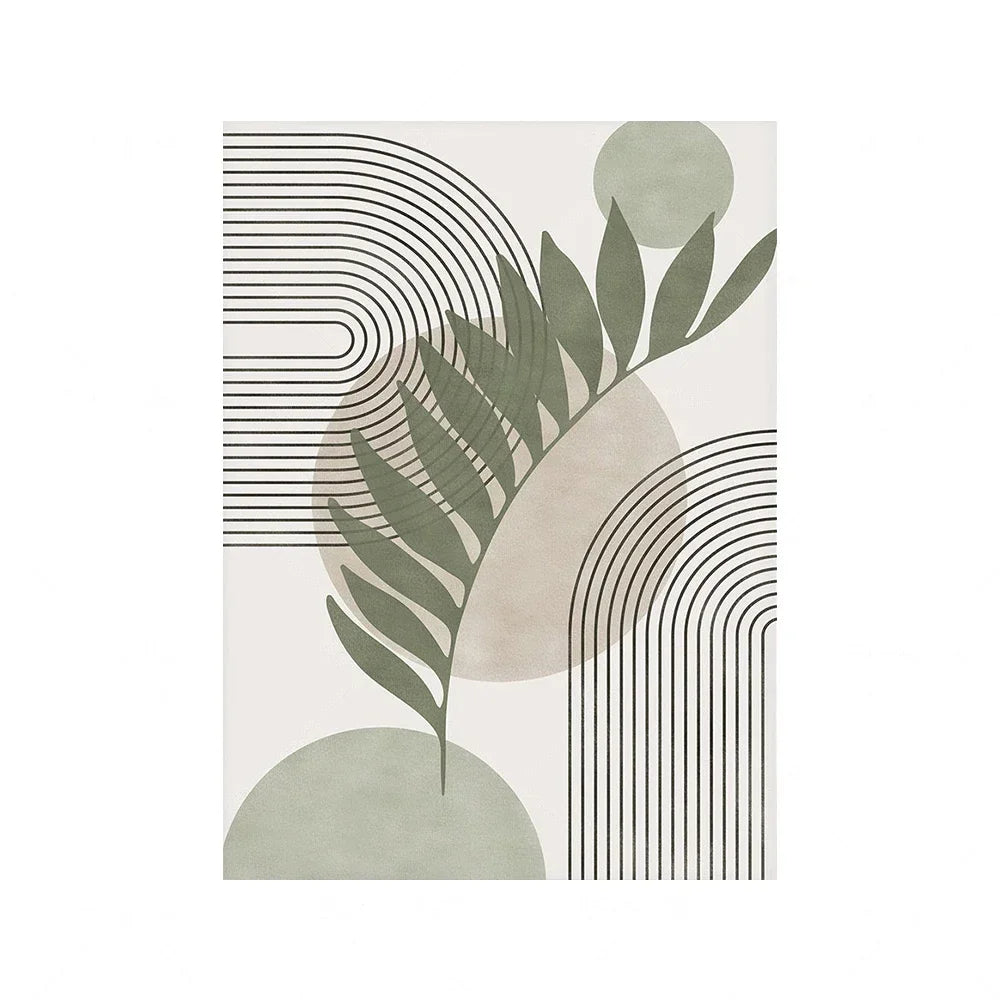 Sage Green Botanical Abstract Boho Geometry Wall Art Canvas Painting Nordic Posters And Prints Wall Pictures Living Room Decor