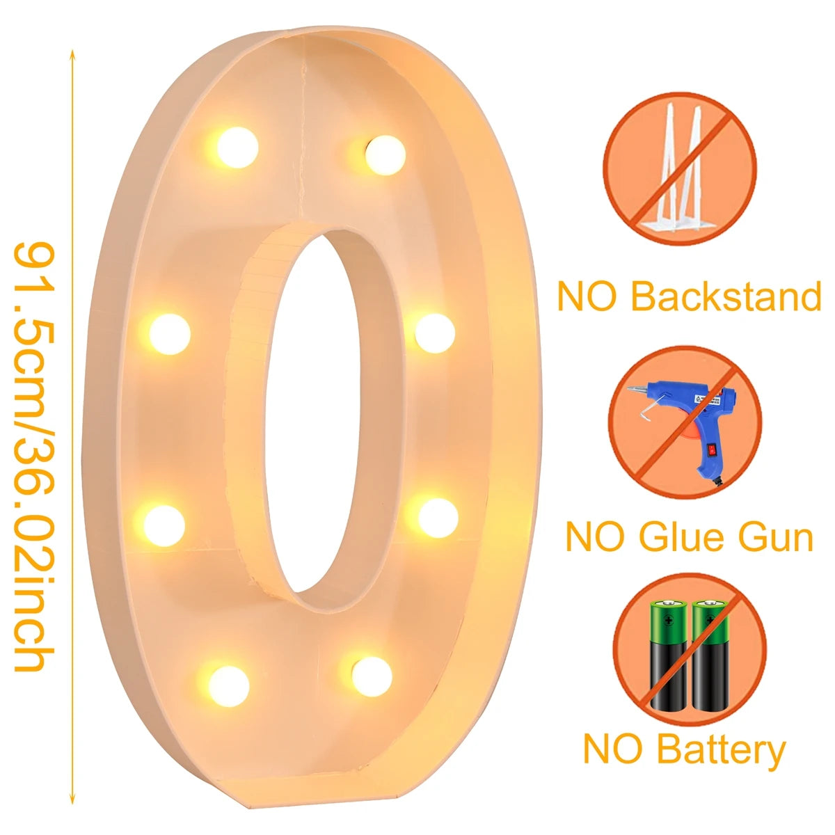 91.5CM Giant Letter Led Light Frame Box Baby Shower 1st Birthday Wedding Party Decor Christmas DIY Name Balloon Filling Box