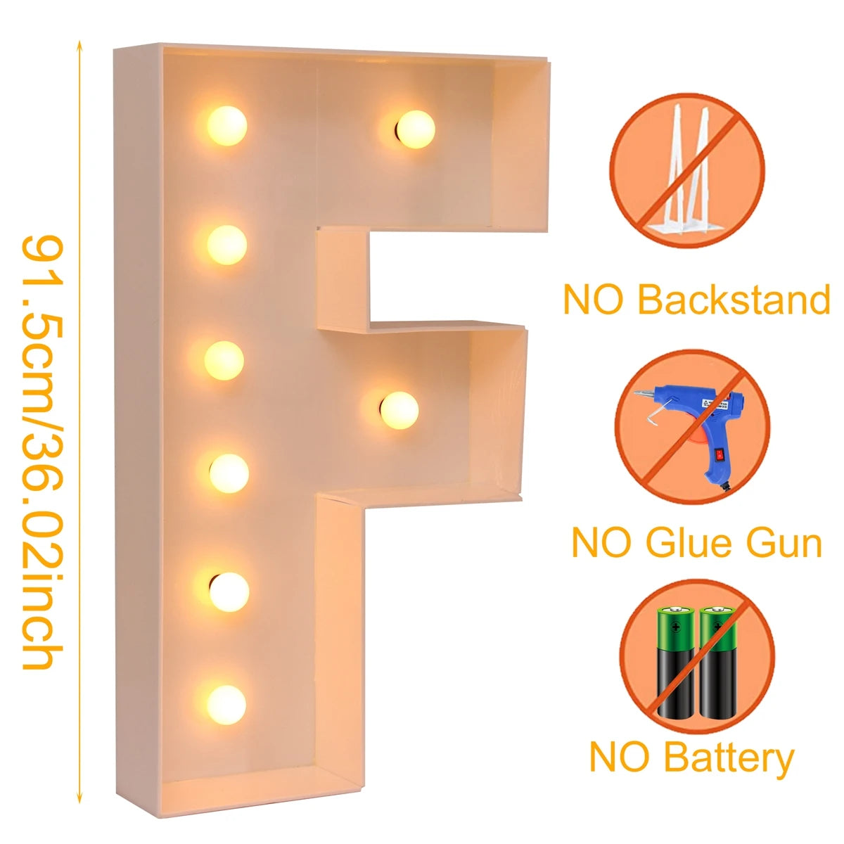 91.5CM Giant Letter Led Light Frame Box Baby Shower 1st Birthday Wedding Party Decor Christmas DIY Name Balloon Filling Box