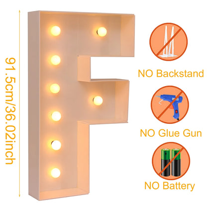 91.5CM Giant Letter Led Light Frame Box Baby Shower 1st Birthday Wedding Party Decor Christmas DIY Name Balloon Filling Box