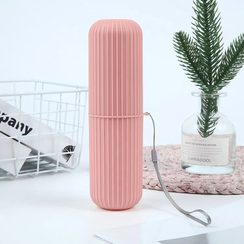 Travel Toothbrush Box Vertical Stripe Portable Mouthwash Cup Brushing Cup Washing Cup Toothware Box Toothpaste Storage Cartridge