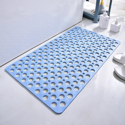 1pc Bathroom Non-Slip Mat With Suction Cup, 17x30inch Bath Rug, Shower Mat Round Hole Design, Bathroom Massage Ring, Quick Drain