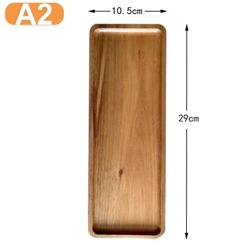 Solid Wood Dessert Plate Round/Rectangle Food Tray Snack Dried Fruit Tea Tray Japanese-style Bread Board Pallet Kitchen Supplies