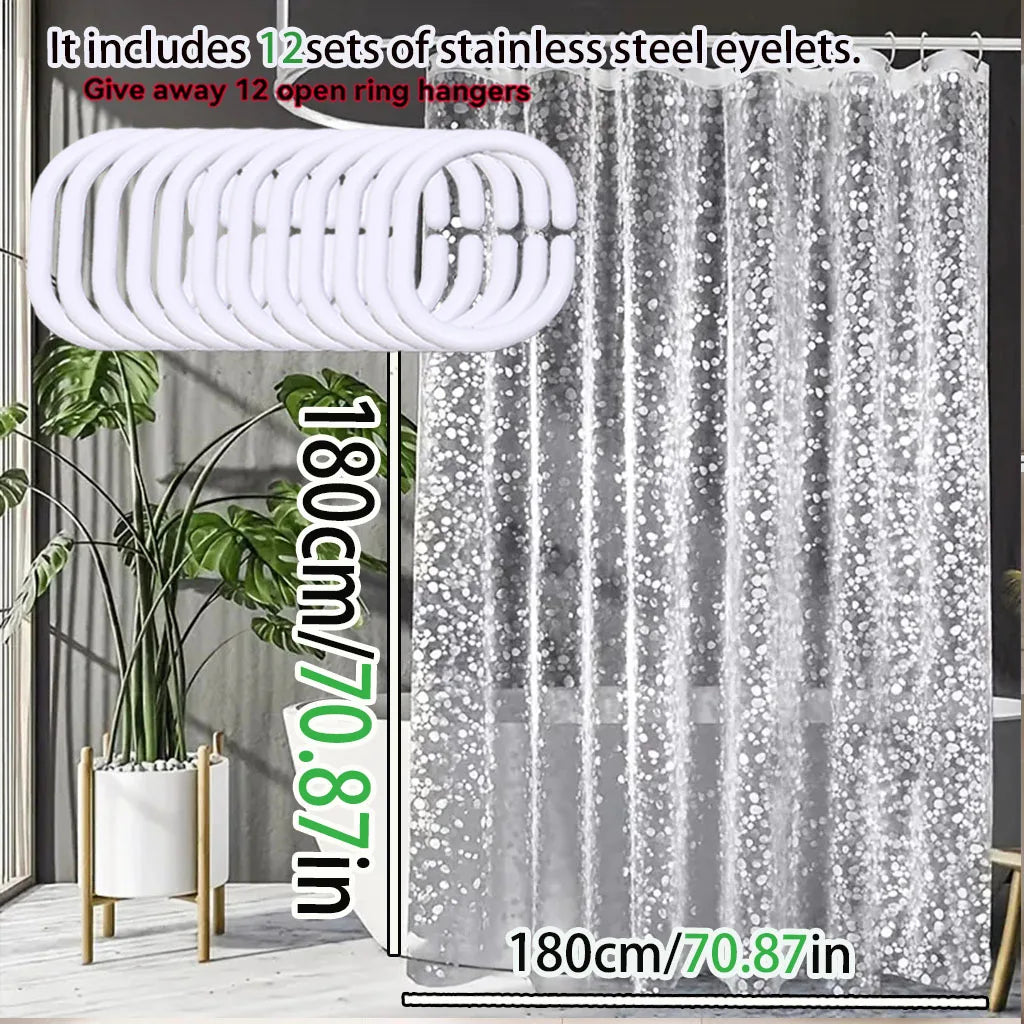 Translucent pebblestone shower curtain 3D three-dimensional texture PEVA material dry and wet separation partition curtain