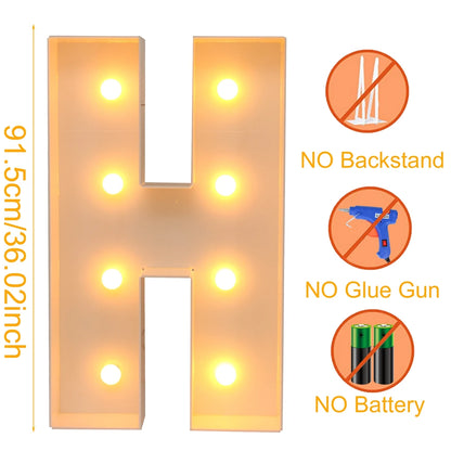 91.5CM Giant Letter Led Light Frame Box Baby Shower 1st Birthday Wedding Party Decor Christmas DIY Name Balloon Filling Box