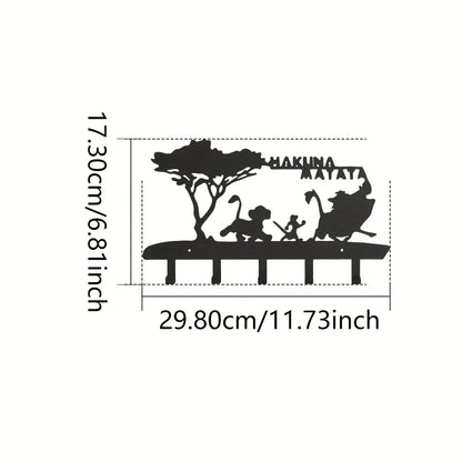 Key Hooks for Wall Decorative, Key Holder Wall Mounted With 5 Hooks Black Metal Key Organizer Rack Hanger Home Decor