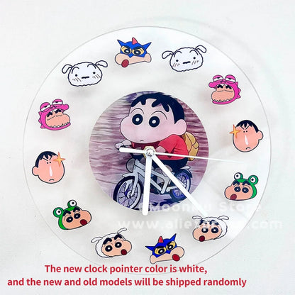 Kawaii Anime Crayon Shin-Chan Acrylic Clock Creative Simple Desktop Decration Cute Wall Hanging Clocks No Battery Girls Gifts