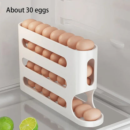 Egg dispenser 4-layer automatic rolling egg rack refrigerator egg storage box container Kitchen refrigerator storage device
