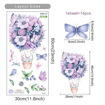 Cartoon Hot Air Balloon Animals Bear Rabbits Wall Stickers for Child Room Boy Room Decoration Nursery Baby Room Decoration Decal