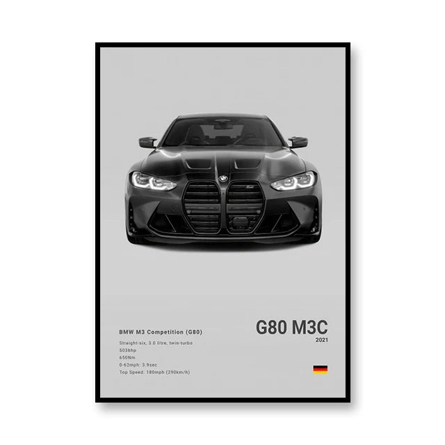Famous Brand Cars SVJ GT3RS G80M3C Canvas Wall Art Print Poster 918 M5CS MSCSL Decorative Mural Home Decor Gift Unframed