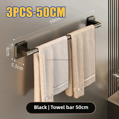 Wall Mounted Towel Rack Bathroom Storage Rack No Drilling Bathroom Horizontal Bar Towel Rack Kitchen Bathroom Accessories