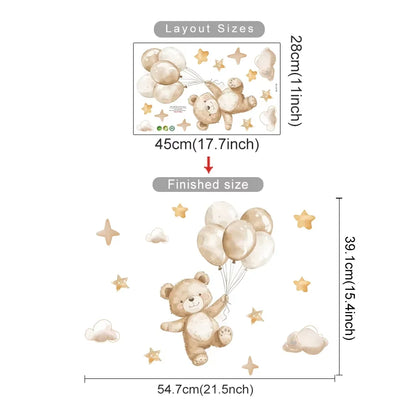 Cartoon Hot Air Balloon Animals Bear Rabbits Wall Stickers for Child Room Boy Room Decoration Nursery Baby Room Decoration Decal