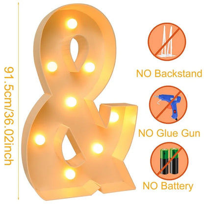 91.5CM Giant Letter Led Light Frame Box Baby Shower 1st Birthday Wedding Party Decor Christmas DIY Name Balloon Filling Box