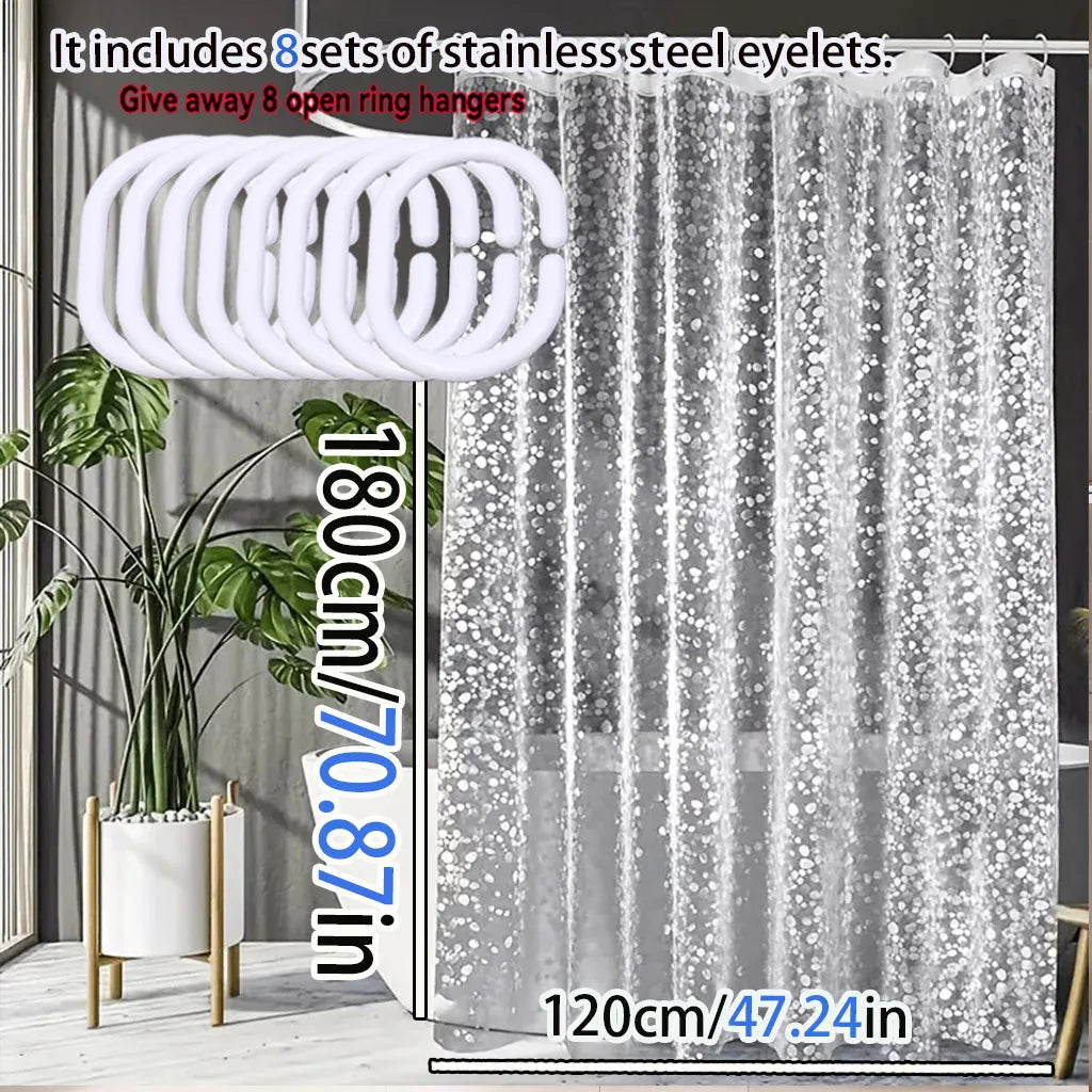 Translucent pebblestone shower curtain 3D three-dimensional texture PEVA material dry and wet separation partition curtain