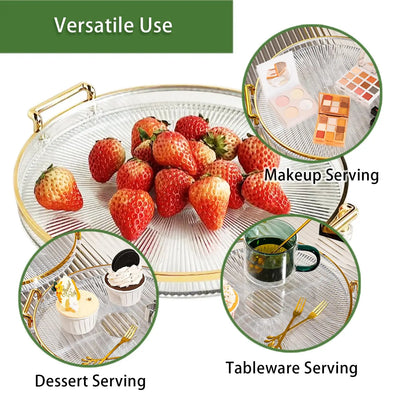 Round Serving Decorative Tray Plastic Serving Tray Kitchen Storages Decor for Party Coffee Table for Living Room Bathroom