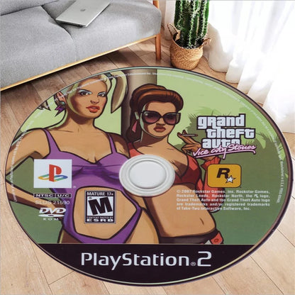 Cartoon CD Circle Carpet for Living Room Decor Personalized Round Flannel Area Rug Sofa Table Chairs Bedroom Decor Floor Mat