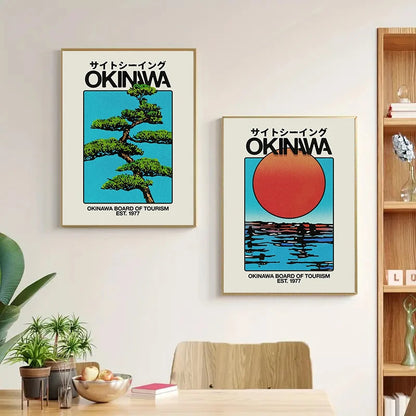Japan Okinawa Travel Green Willow Tree Canvas Poster Abstract Open Your Mind Wall Art Prints for Modern Living Room Home Decor