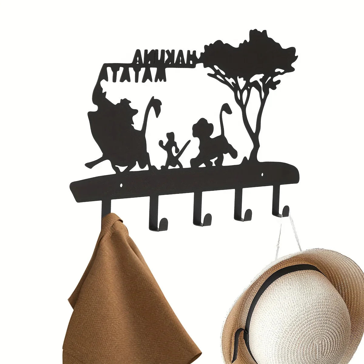 Key Hooks for Wall Decorative, Key Holder Wall Mounted With 5 Hooks Black Metal Key Organizer Rack Hanger Home Decor