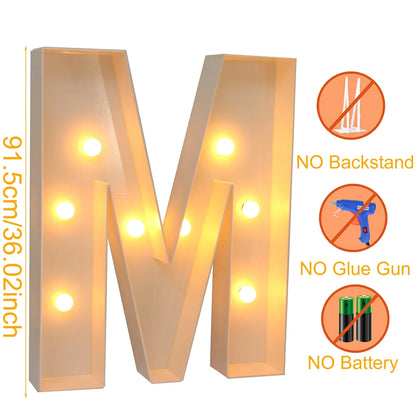 91.5CM Giant Letter Led Light Frame Box Baby Shower 1st Birthday Wedding Party Decor Christmas DIY Name Balloon Filling Box