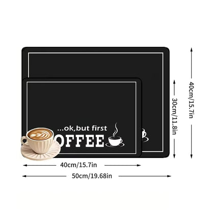 1pc black letter Coffee printed coffee machine mat modern minimalist style kitchen counter quick water absorption drying mat
