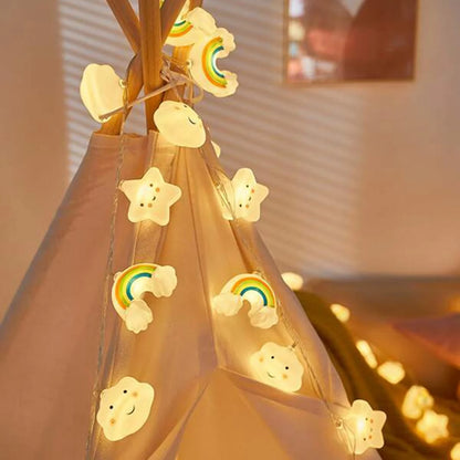 1PACK Rainbow&Star&Cloud String Lights LED Decorative Fairy Light Battery Powered Lights Twinkle Lights For Party Bedroom Decor