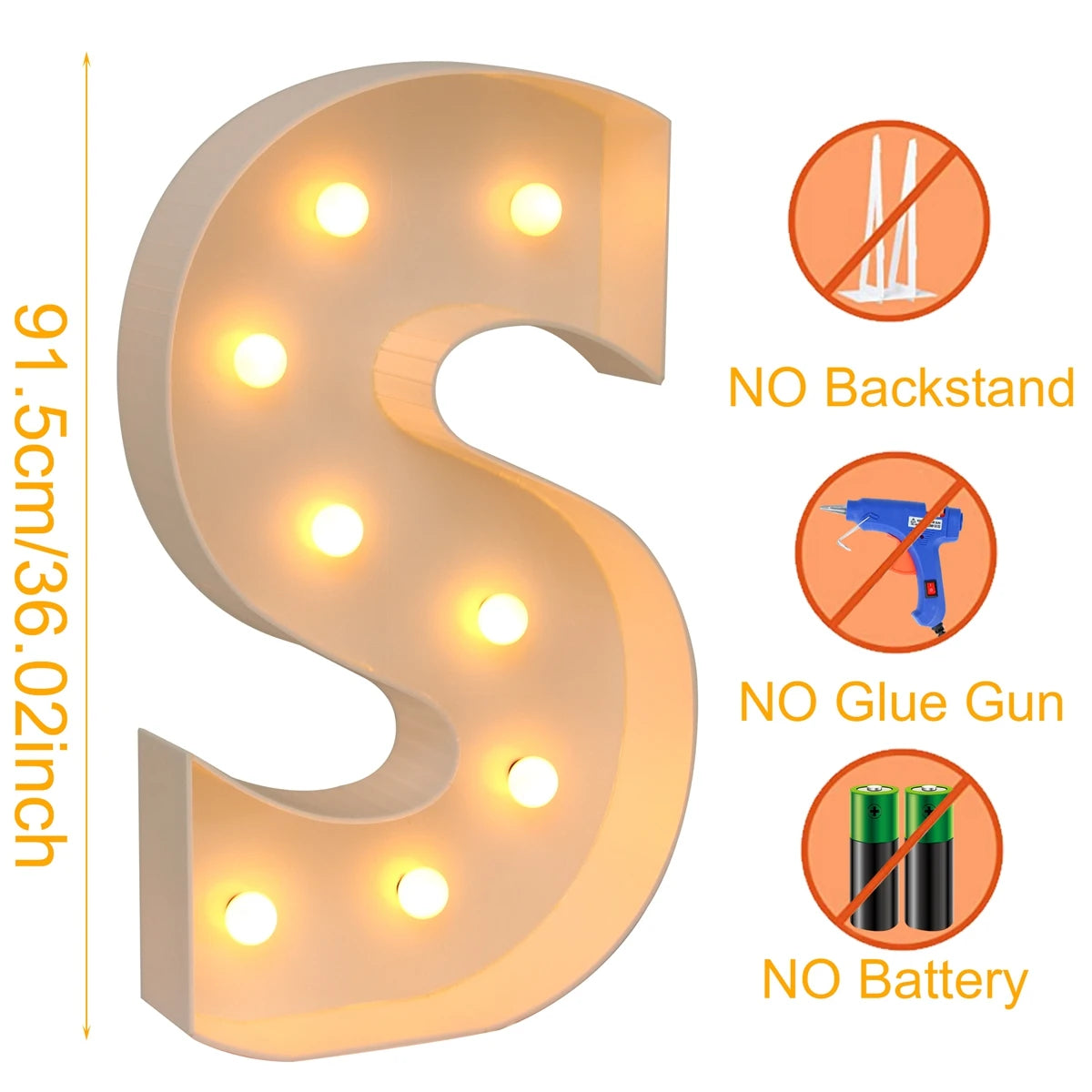 91.5CM Giant Letter Led Light Frame Box Baby Shower 1st Birthday Wedding Party Decor Christmas DIY Name Balloon Filling Box