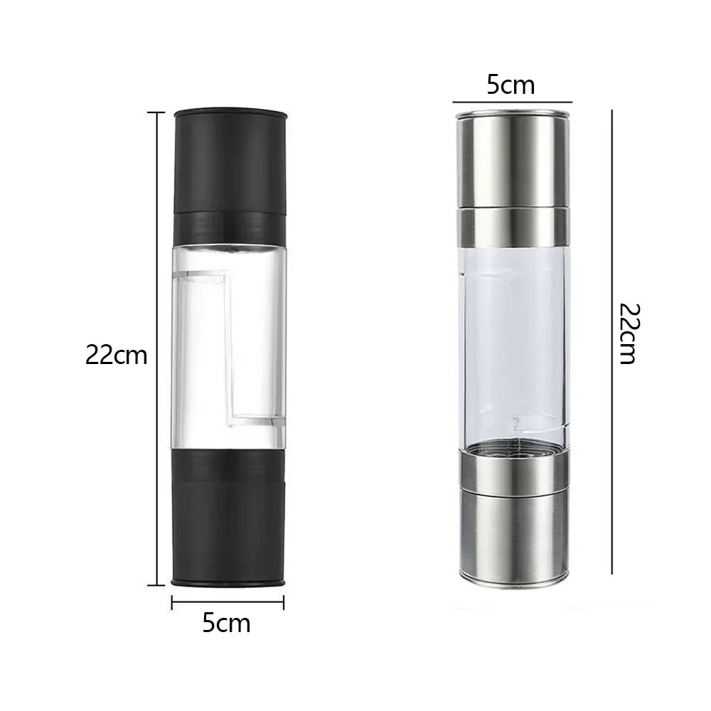 Manual Stainless Steel Salt and Pepper Grinder, Adjustable Ceramic Grinding Spice Mill, Kitchen Tool, 2 in 1