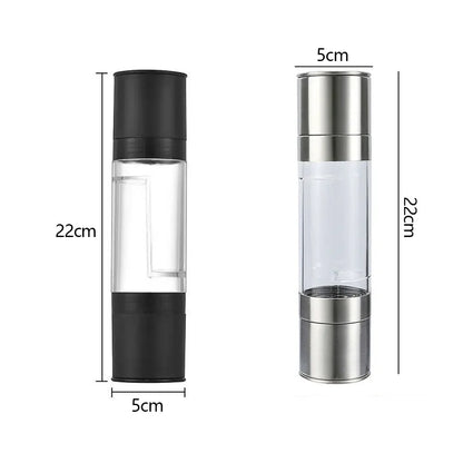 Manual Stainless Steel Salt and Pepper Grinder, Adjustable Ceramic Grinding Spice Mill, Kitchen Tool, 2 in 1