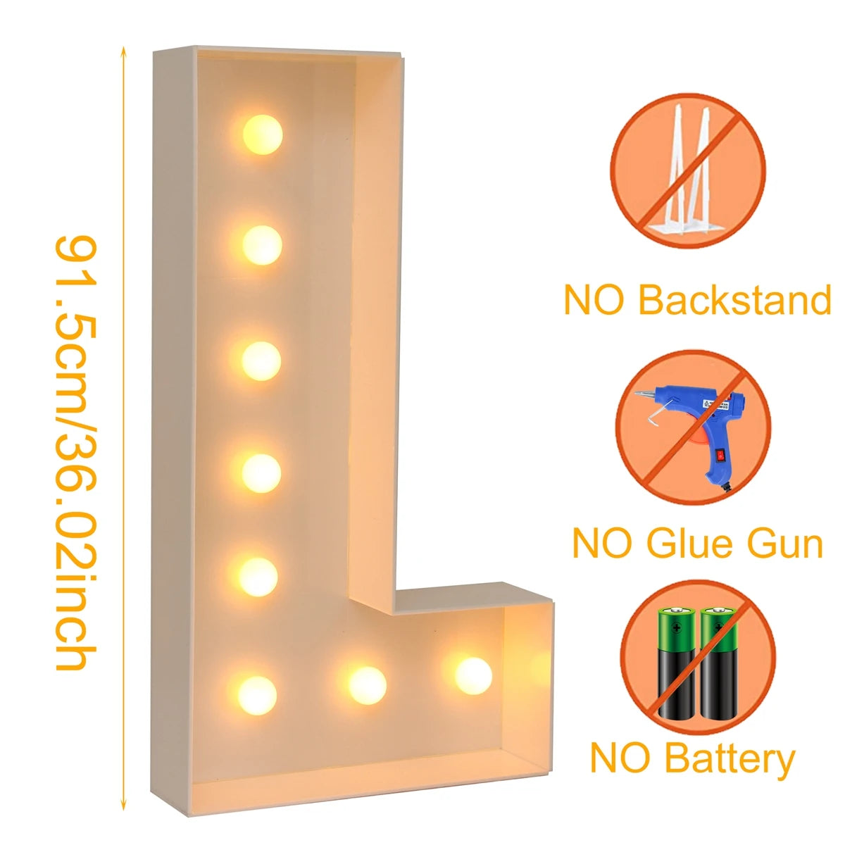 91.5CM Giant Letter Led Light Frame Box Baby Shower 1st Birthday Wedding Party Decor Christmas DIY Name Balloon Filling Box