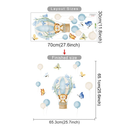 Cartoon Hot Air Balloon Animals Bear Rabbits Wall Stickers for Child Room Boy Room Decoration Nursery Baby Room Decoration Decal