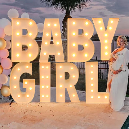 91.5CM Giant Letter Led Light Frame Box Baby Shower 1st Birthday Wedding Party Decor Christmas DIY Name Balloon Filling Box
