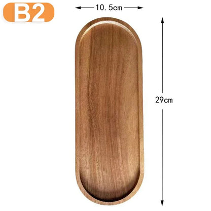 Solid Wood Dessert Plate Round/Rectangle Food Tray Snack Dried Fruit Tea Tray Japanese-style Bread Board Pallet Kitchen Supplies