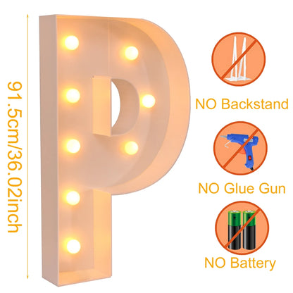 91.5CM Giant Letter Led Light Frame Box Baby Shower 1st Birthday Wedding Party Decor Christmas DIY Name Balloon Filling Box