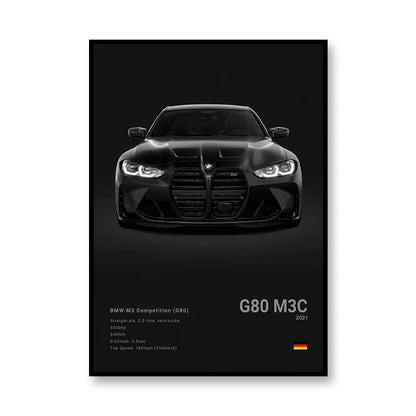 Famous Brand Cars SVJ GT3RS G80M3C Canvas Wall Art Print Poster 918 M5CS MSCSL Decorative Mural Home Decor Gift Unframed