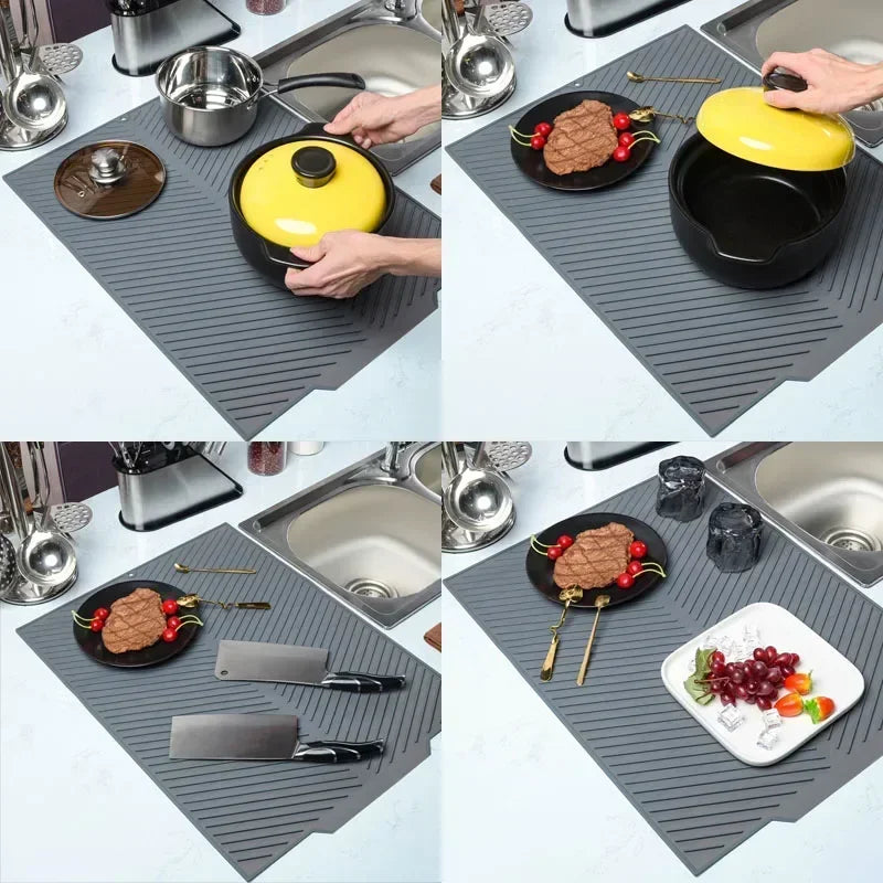 Silicone Drain Mat Three Models Bar Insulation Mat Bar Sink Drain Food Utensil Mat Kitchen Decoration Silicone Mat Accessories