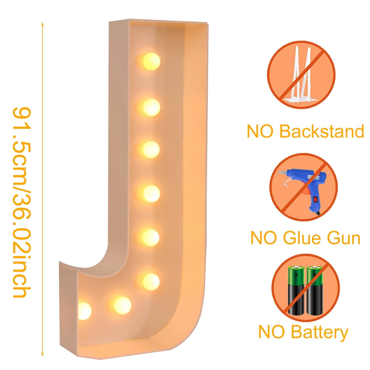 91.5CM Giant Letter Led Light Frame Box Baby Shower 1st Birthday Wedding Party Decor Christmas DIY Name Balloon Filling Box