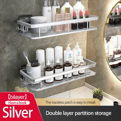 Bathroom Storage Rack Stainless Steel Anti Rust Storage Shower Rack Suction Cup Storage Rack Household Storage Appliances