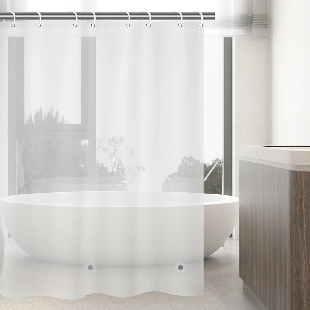 1pc 180cm/200cm PEVA Shower Curtain Waterproof Mildew Proof Durable Bathroom Screens With Hook Transparent White Black Curtains