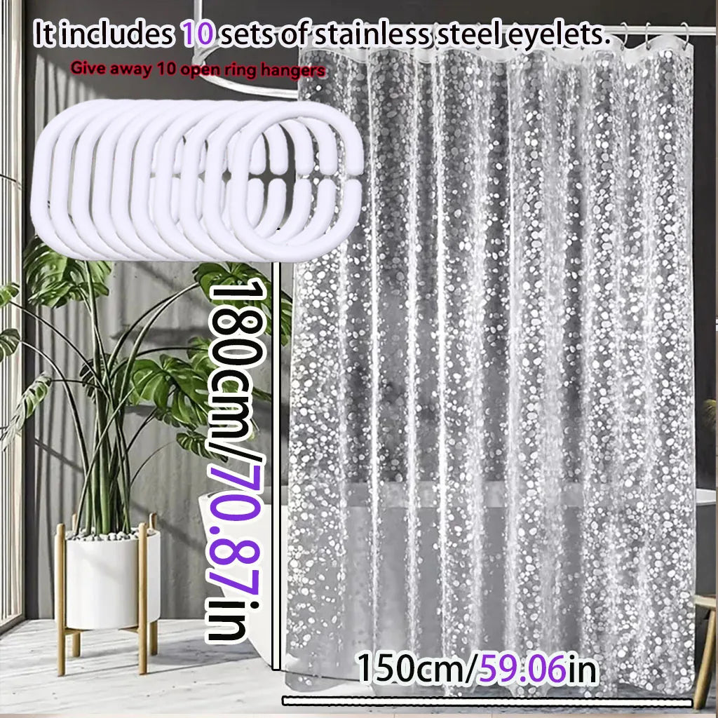 Translucent pebblestone shower curtain 3D three-dimensional texture PEVA material dry and wet separation partition curtain