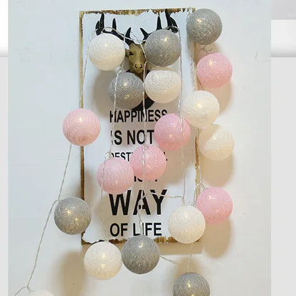 20LED Cotton Balls String Lights Garland Fairy Street Lights Christmas Decorations for Home Outdoor Wedding Garden Patio Lights