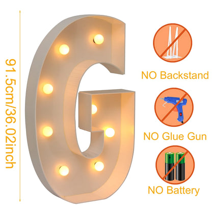 91.5CM Giant Letter Led Light Frame Box Baby Shower 1st Birthday Wedding Party Decor Christmas DIY Name Balloon Filling Box