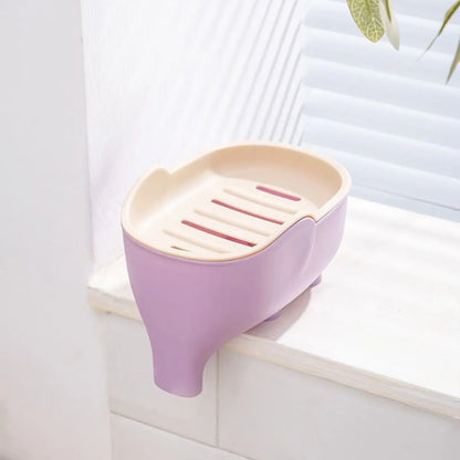 Soap Box NEW Double Layer Creative Cute Elephant Bathroom Accessories Home Decorative Children Students Waterproof Drain Rack