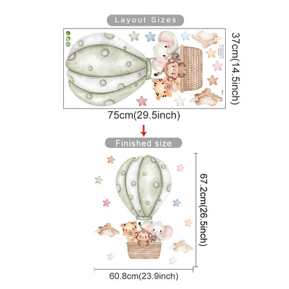 Cartoon Hot Air Balloon Animals Bear Rabbits Wall Stickers for Child Room Boy Room Decoration Nursery Baby Room Decoration Decal