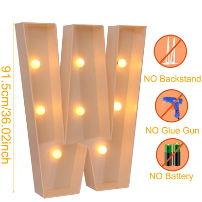 91.5CM Giant Letter Led Light Frame Box Baby Shower 1st Birthday Wedding Party Decor Christmas DIY Name Balloon Filling Box