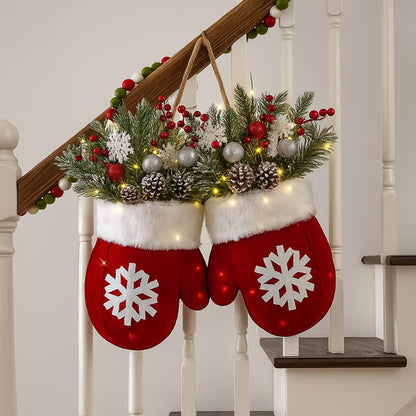 Twinkling Christmas Mitten Wreath